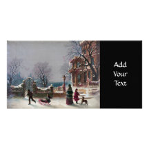 The First Snow Christmas scene Personalized Photo Card