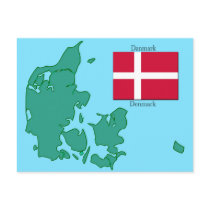 The flag and Map of Denmark Postcard