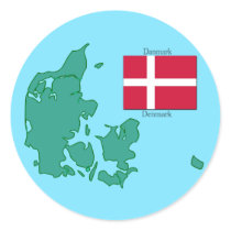 The flag and Map of Denmark Stickers
