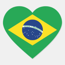 The Flag of Brazil Heart Stickers