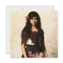 The Flower Seller by Alexei A Harlamoff Invitations