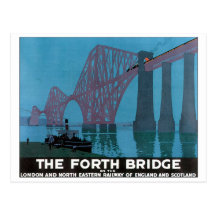 The Forth Bridge Vintage Travel Poster Post Card