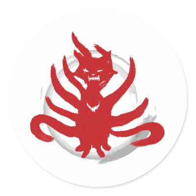 The fox with nine tails (evil) round sticker by PencilPlus