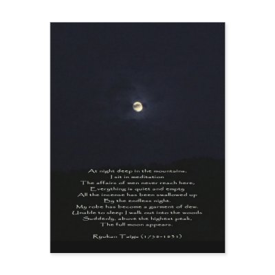 The Full Moon Appears/Inspirational Zen Poetry Postcards by riverme