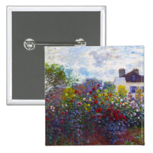 The Garden of Monet at Argenteuil Claude Monet Pinback Button