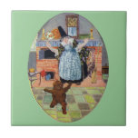 The Gingerbread Boy Jumps Out of the Oven Ceramic Tile