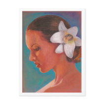 The girl with flower in her hair postcards