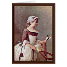 The Girl With The Shuttlecock By Chardin Jean-Bapt Cards