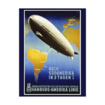 "The Graf Zeppelin Line" Vintage Travel Poster Postcards