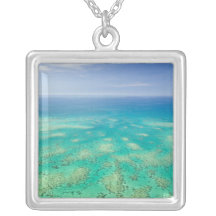 The Great Barrier Reef, aerial view of Green Personalized Necklace