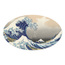 "The Great Wave" copy of Hokusai's original c.1930 Oval Stickers