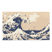 The Great Wave off Kanagawa 8 Bit Pixel Art Rectangular Stickers