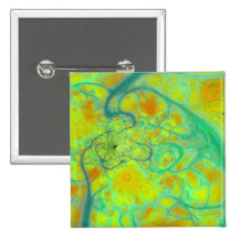 The Green Earth – Teal & Gold Tides Pinback Button
