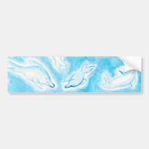 The Happy Dolphins blue fun drawing by FabSpark Bumper Stickers