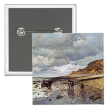 The Headland of the Heve at Low Tide Claude Monet Pinback Buttons