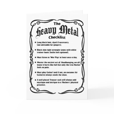 The Heavy Metal Checklist Greeting Card by hardcore07
