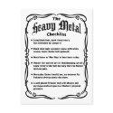 The Heavy Metal Checklist postcards