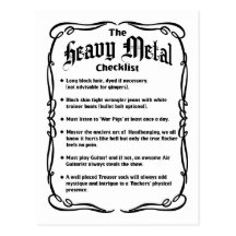 The Heavy Metal Checklist Postcards
