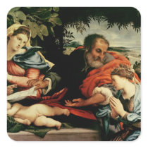 The Holy Family with St. Catherine of Square Stickers