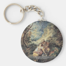 The Hunter Of The Nest By Antoine Watteau Keychain