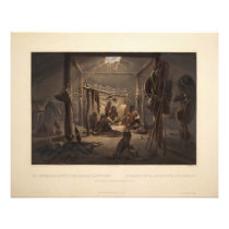 The Interior of the Hut of a Mandan Indian Chief Photographic Print