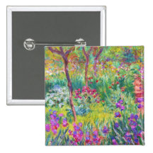 The Iris Garden at Giverny Claude Monet cool, old, Pinback Button