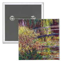 The Japanese Bridge Claude Monet cool, old, master Pinback Button