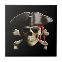 The Jolly Roger Pirate Skull Ceramic Tiles