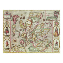 The Kingdome of Scotland, engraved by Jodocus Post Cards