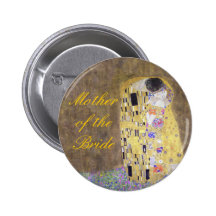 "The Kiss" A Romantic Klimt Wedding Theme Badge Pinback Buttons