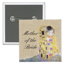"The Kiss" Klimt Wedding Theme Creamy Sand Pinback Buttons