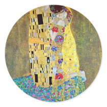 The Kiss (original Der Kuss) by Gustav Klimt Round Sticker