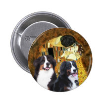 The Kiss - Two Bernese Mountain Dogs buttons