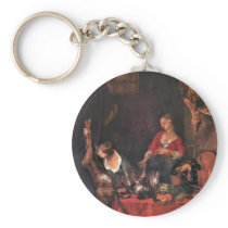 The Kitchen By Lancret Nicolas (Best Quality) Keychains