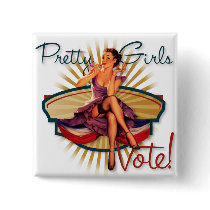 The Kitsch Bitsch ; 1940's Pretty Girls Vote! Pinback Buttons