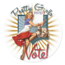 The Kitsch Bitsch : 1950's Prett Girls Vote! Round Sticker
