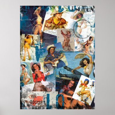 The Kitsch Bitsch : Destroyed Cowgirl Pin-Up No.2 Poster by kitschbitsch