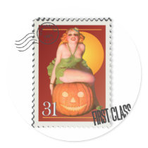 The Kitsch Bitsch : Jack O' Lantern Pin-Up Round Sticker