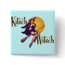 The Kitsch Bitsch : Kitsch Witsch on Broom Pinback Button