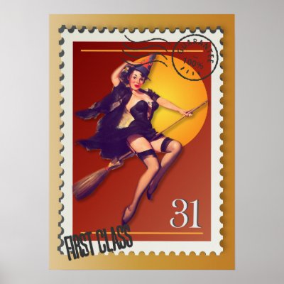 The Kitsch Bitsch : Kitsch Witsch on Broom Pin-Up Print by kitschbitsch