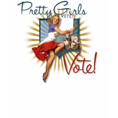 The Kitsch Bitsch : Pretty Girls Vote 1950s PIn-Up T-shirts by kitschbitsch