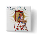 The Kitsch Bitsch : Pretty Girls Vote 1970s Pin-Up buttons