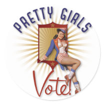 The Kitsch Bitsch : Pretty Girls Vote 1970s Pin-Up Sticker