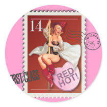 The Kitsch Bitsch : "Red Hot" Candy Heart Pin-Up Round Stickers