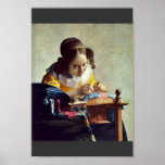 The Lacemaker, Français La Dentelière,  By Vermeer Print