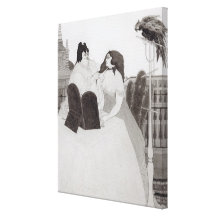 The Lady at the Dressing Table (ink and wash) Gallery Wrap Canvas