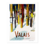 The Land of Sunshine - Skis Standing in Snow Post Cards