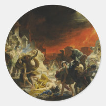 The Last Day of Pompeii by Karl Briullov Vesuvius Round Sticker