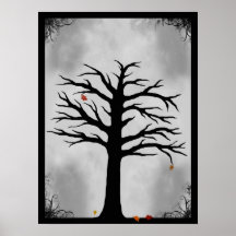 The Last Leaves of Fall - Spooky Tree Poster