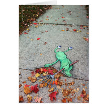 the lazy leaf-raker greeting cards